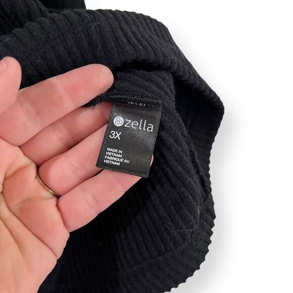 Zella Sloane Cozy Ribbed Black Hoodie Women's Plus Size 3X Cropped Athleisure - Picture 7 of 13